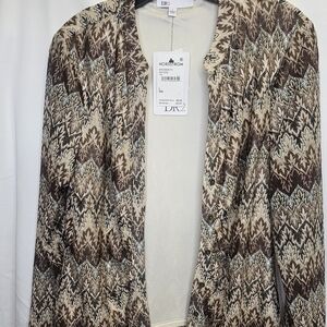 DR2 Women's Patterned Brown and Cream Blazer